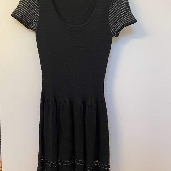 Sandro Rigolade Knit Mini Dress Black Metallic - Picture 3 of 10